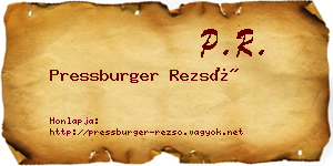 Pressburger Rezső névjegykártya